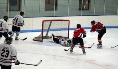 The Aces backcheckers test their goalie, with Butalla and Hilden gladly accepting the opportunity.