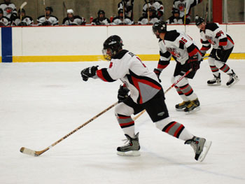 From left to right, defenseman Tim Johanson, defenseman Paul LaCosse and left winger Lee Martini. Photo: Julie Berris