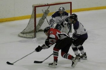 Left wing Lee Martini goes for the goal.