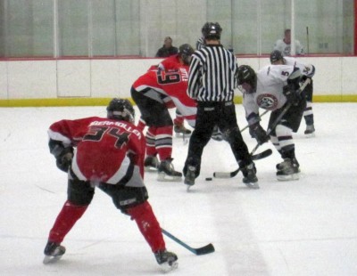 Amber Obermoller (yes, that Amber Obermoller) and Jim Tuttle on a PK faceoff.